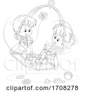 Poster, Art Print Of Children On A Dual Swing