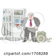 Poster, Art Print Of Politician At A Gas Pump With A Sack Of Cash Money