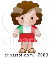 Cute Italian Girl Wearing A Flag Of Italy Shirt