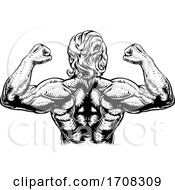 Poster, Art Print Of Back Muscles Bodybuilder Strong Arms Concept