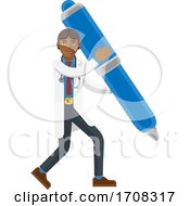 Poster, Art Print Of Asian Doctor Man Holding Pen Mascot Concept