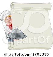 Chef Cook Baker Cartoon Man Menu Sign Background