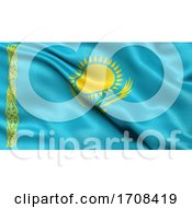 Poster, Art Print Of 3d Illustration Of The Flag Of Kazakhstan Waving In The Wind