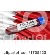 Poster, Art Print Of Flag Of Bahrain Waving In The Wind With A Positive Covid 19 Blood Test Tube
