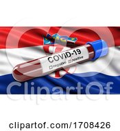 Poster, Art Print Of Flag Of Croatia Waving In The Wind With A Positive Covid 19 Blood Test Tube