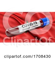 Poster, Art Print Of Flag Of Morocco Waving In The Wind With A Positive Covid 19 Blood Test Tube