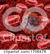 3D Medical Background With Covid 19 Cells And Blood Cells