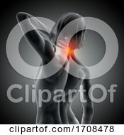 Poster, Art Print Of 3d Medical Image With Female Holding Neck In Pain