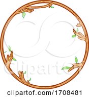 Poster, Art Print Of Wood And Leafy Branch Round Frame