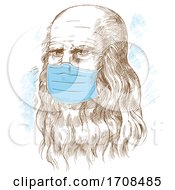 Poster, Art Print Of Sketched Portrait Leonardo Da Vinci Wearing A Mask
