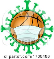 Poster, Art Print Of Basketball Wearing A Mask Over A Virus
