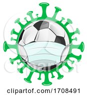 Soccer Ball Wearing A Mask Over A Virus