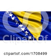 Poster, Art Print Of 3d Illustration Of The Flag Of Bosnia And Herzegovina Waving In The Wind