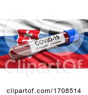 Poster, Art Print Of Flag Of Slovakia Waving In The Wind With A Positive Covid 19 Blood Test Tube