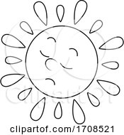 Poster, Art Print Of Black And White Spring Or Summer Sun Mascot