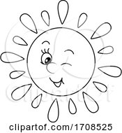 Black And White Spring Or Summer Sun Mascot