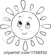 Poster, Art Print Of Black And White Spring Or Summer Sun Mascot