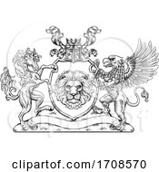 Poster, Art Print Of Coat Of Arms Crest Griffin Horse Family Shield