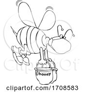 Poster, Art Print Of Black And White Bee Wearing A Mask And Carrying Heavy Buckets Of Honey