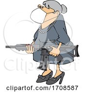 Poster, Art Print Of Granny Wearing A Face Mask And Holding An Assault Rifle
