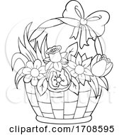Poster, Art Print Of Black And White Basket Full Of Spring Flowers