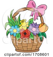 Basket Full Of Spring Flowers