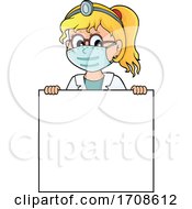 Poster, Art Print Of Female Doctor Wearing A Mask Over A Sign