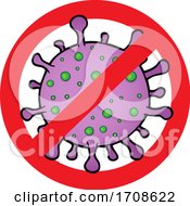 Poster, Art Print Of Cartoon Purple Virus In A Prohibited Symbol