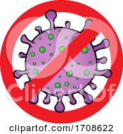 Cartoon Purple Virus In A Prohibited Symbol
