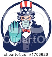Poster, Art Print Of Uncle Sam Wearing Mask Stop Hand Signal Mascot