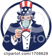 Poster, Art Print Of Uncle Sam Wearing Mask Pointing Mascot