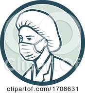 Nurse Wearing Mask And Bouffant Cap