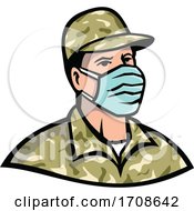 Soldier Wearing Mask Mascot