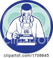Poster, Art Print Of Scientist Looking Through A Microscope