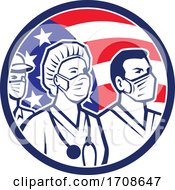 Poster, Art Print Of American Healthcare Worker Heroes Usa Flag Icon