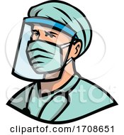 Poster, Art Print Of Medical Professional Wearing Face Mask Mascot