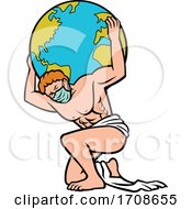 Atlas Wearing A Mask And Carrying The World