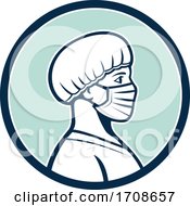 Poster, Art Print Of Female Nurse Wearing Face Mask Side Profile