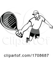 Poster, Art Print Of Padel Player With Racquet Retro Mascot