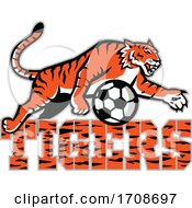 Poster, Art Print Of Tiger Over Text And A Soccer Ball