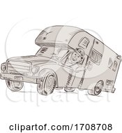 Poster, Art Print Of Camper Van Driver Giving A Thumb Up