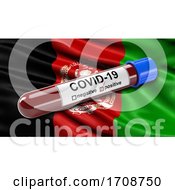 Flag Of Afghanistan Waving In The Wind With A Positive Covid 19 Blood Test Tube