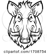 Black And WHite Tough Boar Mascot by Vector Tradition SM