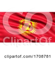 Poster, Art Print Of Flag Of Kyrgyzstan Waving In The Wind With A Positive Covid-19 Blood Test Tube 3d Illustration Concept For Blood Testing For Diagnosis Of The New Corona Virus