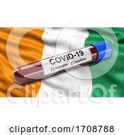Poster, Art Print Of Flag Of The Ivory Coast Waving In The Wind With A Positive Covid19 Blood Test Tube