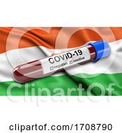 Poster, Art Print Of Flag Of Niger Waving In The Wind With A Positive Covid19 Blood Test Tube