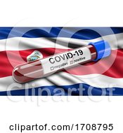Poster, Art Print Of Flag Of Costa Rica Waving In The Wind With A Positive Covid19 Blood Test Tube