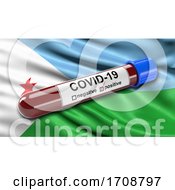 Poster, Art Print Of Flag Of Djibouti Waving In The Wind With A Positive Covid19 Blood Test Tube