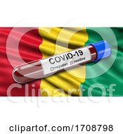Flag Of Guinea Waving In The Wind With A Positive Covid19 Blood Test Tube
