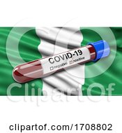 Poster, Art Print Of Flag Of Nideria Waving In The Wind With A Positive Covid19 Blood Test Tube